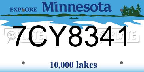 7CY8341 Minnesota License Plate