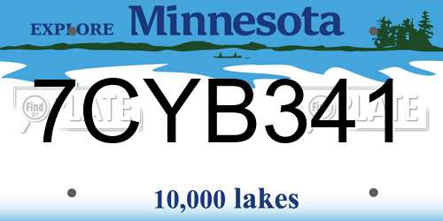 7CYB341 Minnesota License Plate