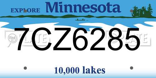 7CZ6285 Minnesota License Plate