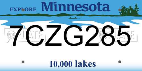 7CZG285 Minnesota License Plate