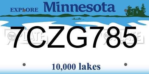 7CZG785 Minnesota License Plate