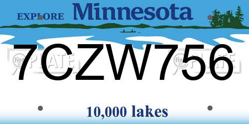 7CZW756 Minnesota License Plate
