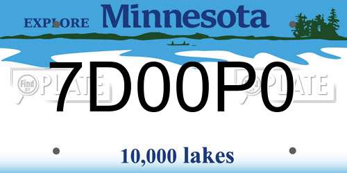 7D00P0 Minnesota License Plate