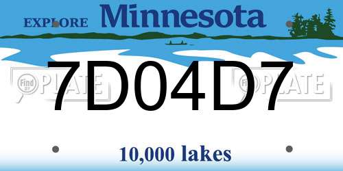 7D04D7 Minnesota License Plate