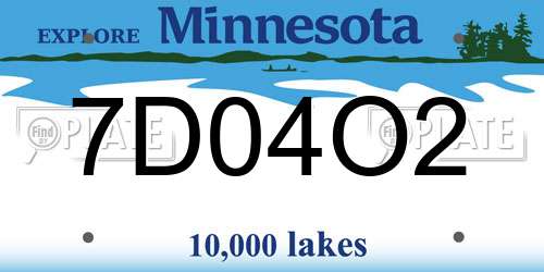 7D04O2 Minnesota License Plate