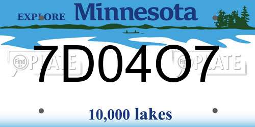 7D04O7 Minnesota License Plate