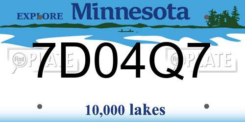 7D04Q7 Minnesota License Plate