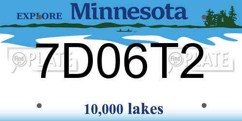 7D06T2 Minnesota License Plate