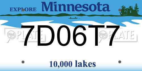 7D06T7 Minnesota License Plate