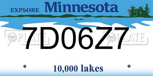 7D06Z7 Minnesota License Plate