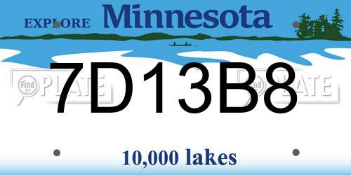 7D13B8 Minnesota License Plate