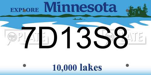 7D13S8 Minnesota License Plate