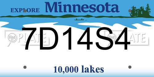 7D14S4 Minnesota License Plate