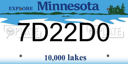 7D22D0 Minnesota License Plate