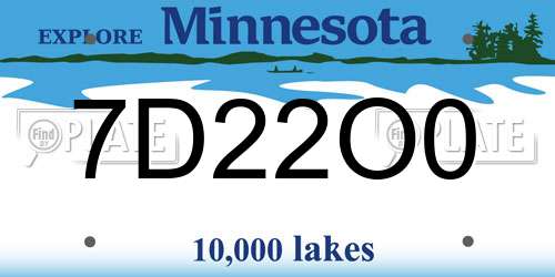 7D22O0 Minnesota License Plate