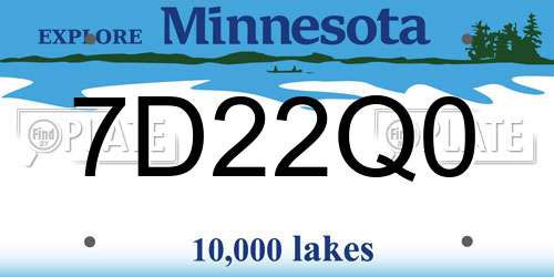 7D22Q0 Minnesota License Plate