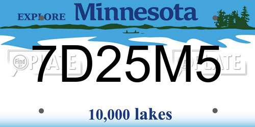 7D25M5 Minnesota License Plate