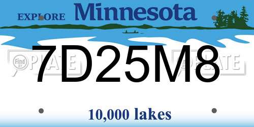 7D25M8 Minnesota License Plate