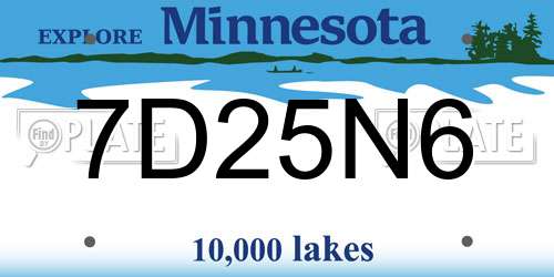 7D25N6 Minnesota License Plate
