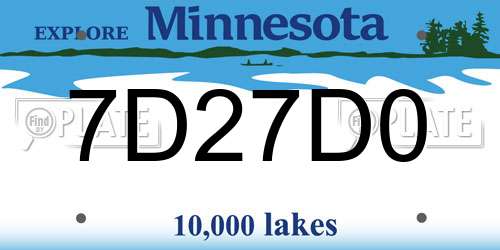 7D27D0 Minnesota License Plate