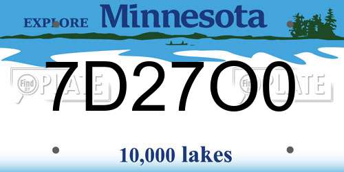 7D27O0 Minnesota License Plate