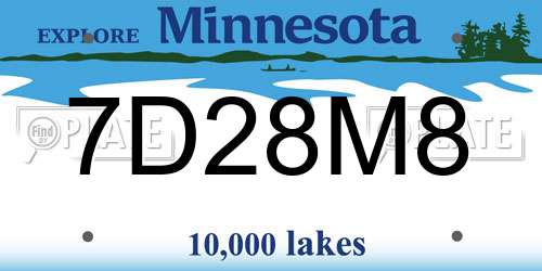 7D28M8 Minnesota License Plate