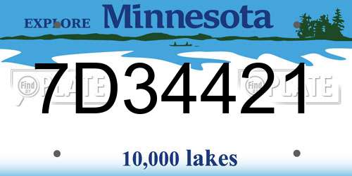 7D34421 Minnesota License Plate