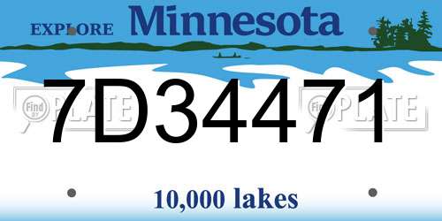 7D34471 Minnesota License Plate
