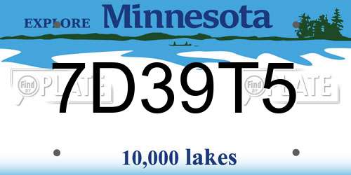 7D39T5 Minnesota License Plate