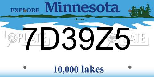 7D39Z5 Minnesota License Plate