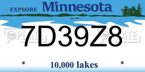 7D39Z8 Minnesota License Plate