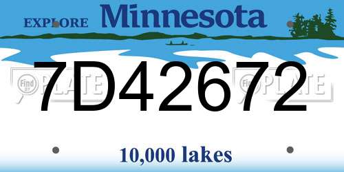 7D42672 Minnesota License Plate