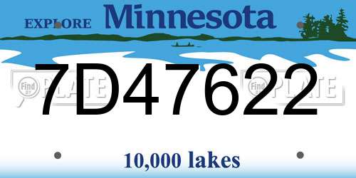 7D47622 Minnesota License Plate