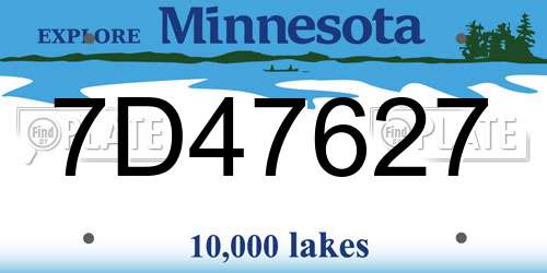 7D47627 Minnesota License Plate