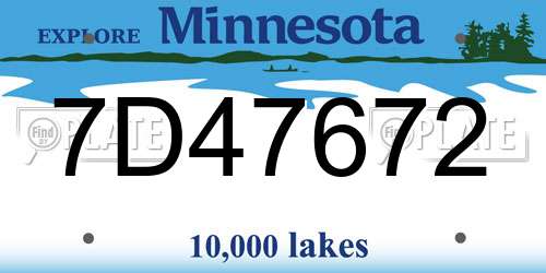 7D47672 Minnesota License Plate
