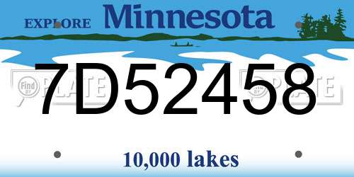 7D52458 Minnesota License Plate