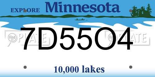7D55O4 Minnesota License Plate