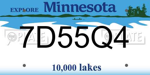 7D55Q4 Minnesota License Plate