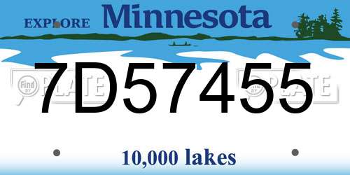 7D57455 Minnesota License Plate
