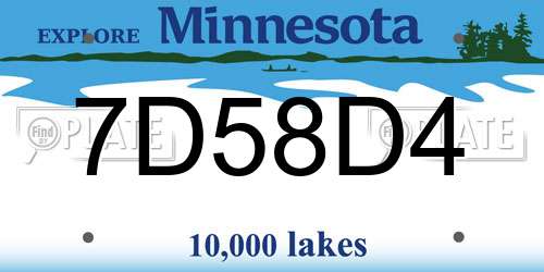 7D58D4 Minnesota License Plate