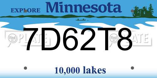 7D62T8 Minnesota License Plate