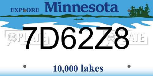 7D62Z8 Minnesota License Plate