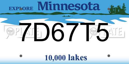 7D67T5 Minnesota License Plate