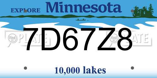 7D67Z8 Minnesota License Plate