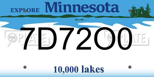 7D72O0 Minnesota License Plate