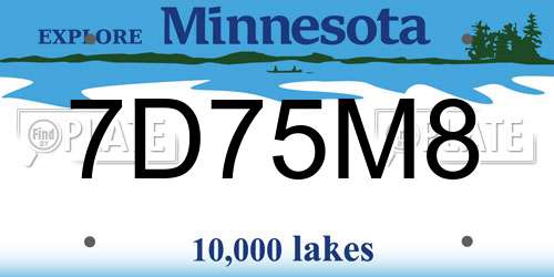 7D75M8 Minnesota License Plate
