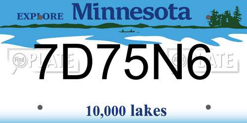 7D75N6 Minnesota License Plate