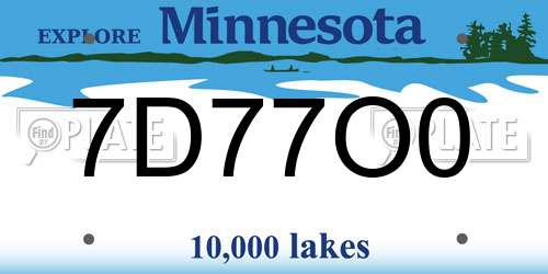 7D77O0 Minnesota License Plate