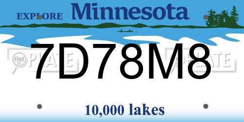 7D78M8 Minnesota License Plate