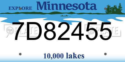 7D82455 Minnesota License Plate